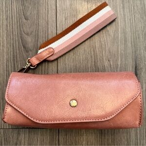 Moda Luxe Blush Pink Wristlet Clutch Vegan Leather Minimalist Strap Wallet